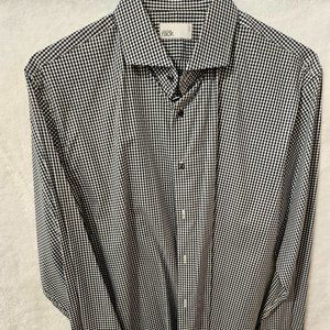 Nordstrom Rack Black & White Checker Long-sleeved Dress Shirt